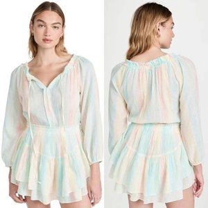 LoveShackFancy Banou Tiered Rainbow Mini Dress S